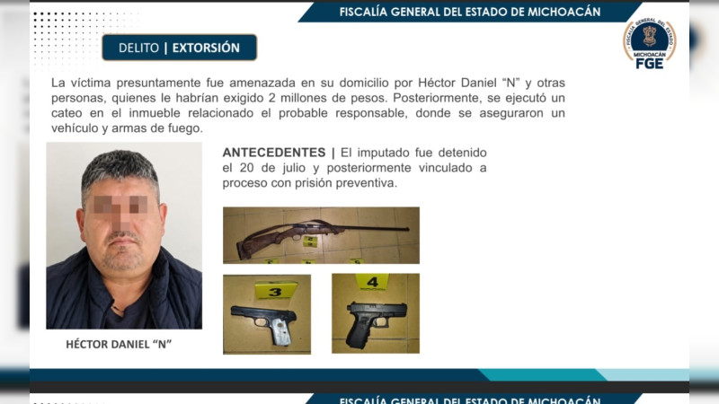 Detienen a presunto extorsionador; habría exigido 2 millones de pesos bajo amenazas en Morelia, Michoacán  