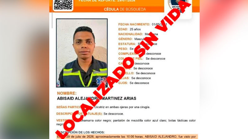 Hallan sin vida a policía municipal y paramédico desaparecido  