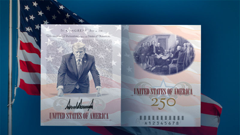 Estados Unidos lanzará pasaporte conmemorativo por el 250 aniversario de su independencia con imagen de Trump 