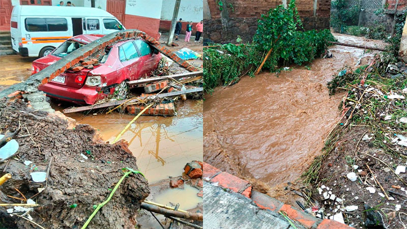 Tromba provoca inundaciones y daños de consideración en Pátzcuaro 