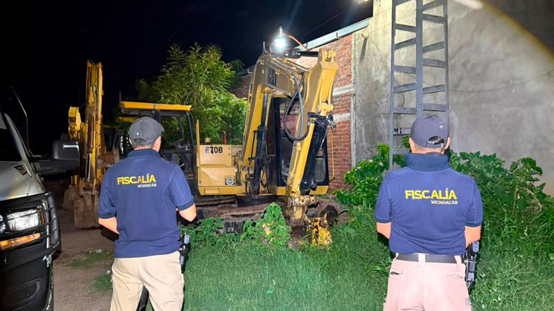 Tras cateo realizado en Apatzingán, aseguran excavadora hidráulica con reporte de robo 
