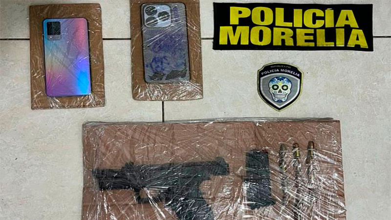 Elementos de la Policía Morelia detienen a presunto ladrón en la colonia Justo Mendoza; le aseguraron un arma de fuego 