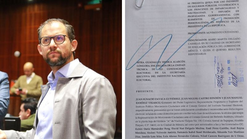 Movimiento Ciudadano denuncia a Mario Delgado ante el INE por presunta propaganda personalizada 