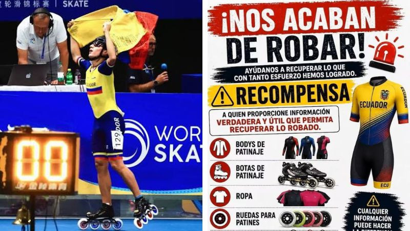 Roban equipo a delegación de patinaje de Ecuador en Villahermosa, Tabasco 
