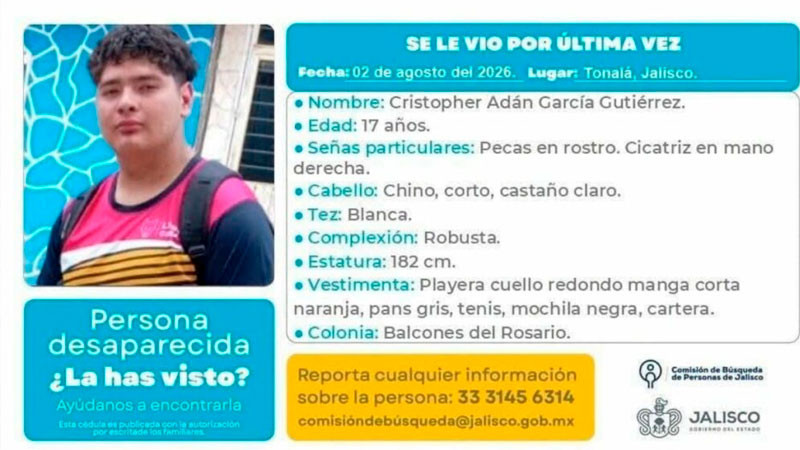 Buscan a menor que desapareció en Tonalá, Jalisco tras recibir oferta laboral 