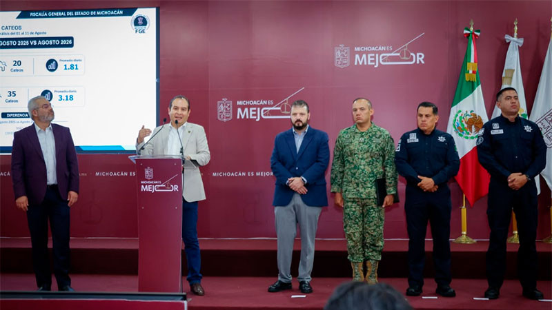 Informa la FGE de Michoacán la detención de 114 personas por homicidio doloso; víctimas disminuyen 61.9% en agosto 