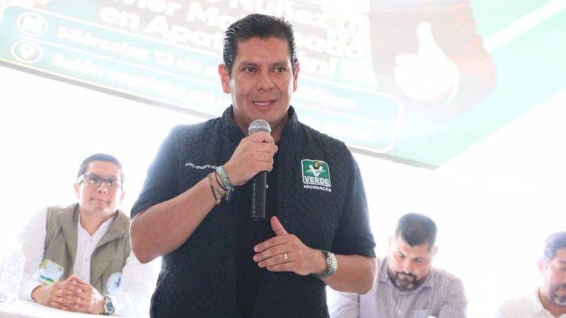 Refrenda Ernesto Núñez crecimiento del PVEM en Tierra Caliente durante gira por Apatzingán y Buenavista 