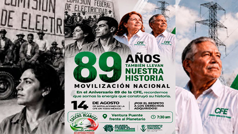 Jubilados de la CFE anuncian movilización nacional para exigir respeto a sus pensiones 
