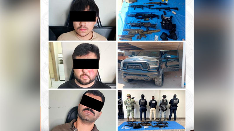 Detienen a tres y rescatan a personas secuestradas en San Luis Río Colorado; aseguran arsenal y estupefacientes 