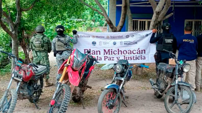 En Buenavista, Michoacán aseguran motocicletas, enervante natural y poncha llantas  