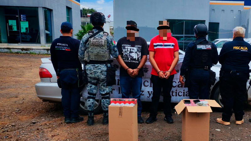 En Uruapan, Michoacán asegura la GC cerca de 15 mil cigarros “pirata” y detienen a dos hombres  