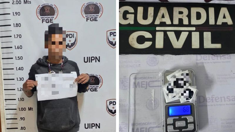 Detienen en Morelia a sujeto con 11 envoltorios de sustancia ilícita 