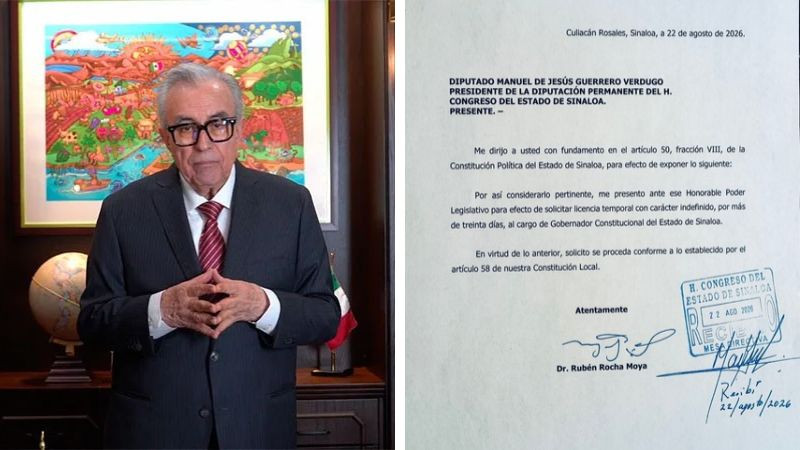 Rubén Rocha Moya vuelve a solicitar licencia como gobernador de Sinaloa 