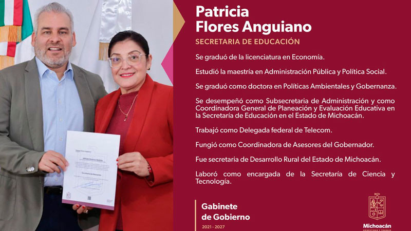Nombra Bedolla a Patricia Flores como nueva secretaria de Educación 