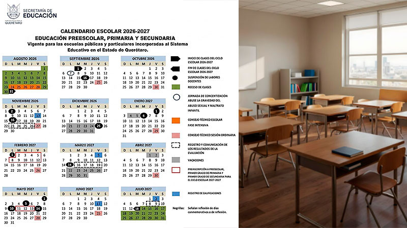 Publican Calendario Escolar 2026-2027 en la Sombra de Arteaga de Querétaro 