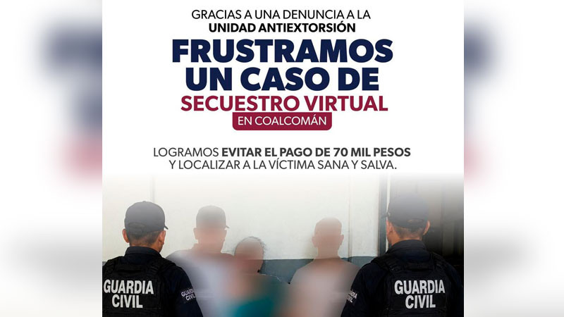 En Coalcomán, Michoacán la SSP localiza a víctima de secuestro virtual en Coalcomán; evita pago de 70 mil pesos  