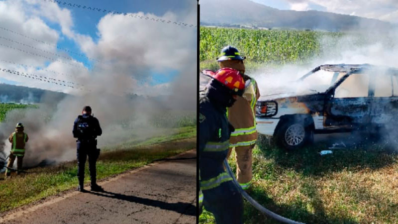 Se incendia vehículo en Purépero, Michoacán; se presume falla mecánica como causal 