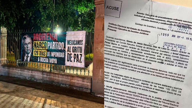 MORENA en Querétaro reaccionó de manera inmediata ante la aparición de mantas con expresiones en su contra 