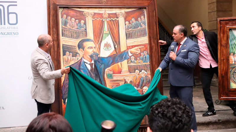 Obra de Francisco Bustos sobre la lucha de Belisario Domínguez llega al Congreso de Michoacán 
