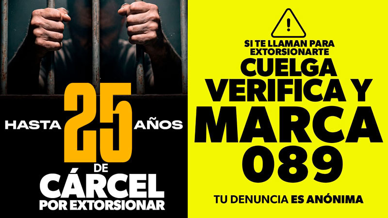 Extorsión en Michoacán se castiga con penas de 15 a 25 años de prisión: SSP 