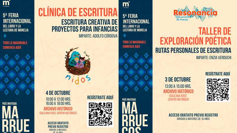 SeCultura invita a cursos y talleres de 5ta Feria Internacional del Libro y la Lectura de Morelia 