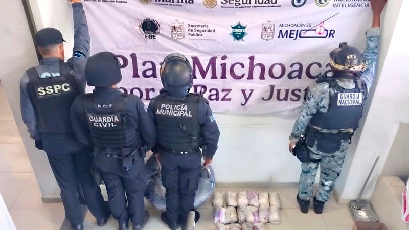 Aseguran 17 kilos de estupefacientes sintéticos en Uruapan, Michoacán 
