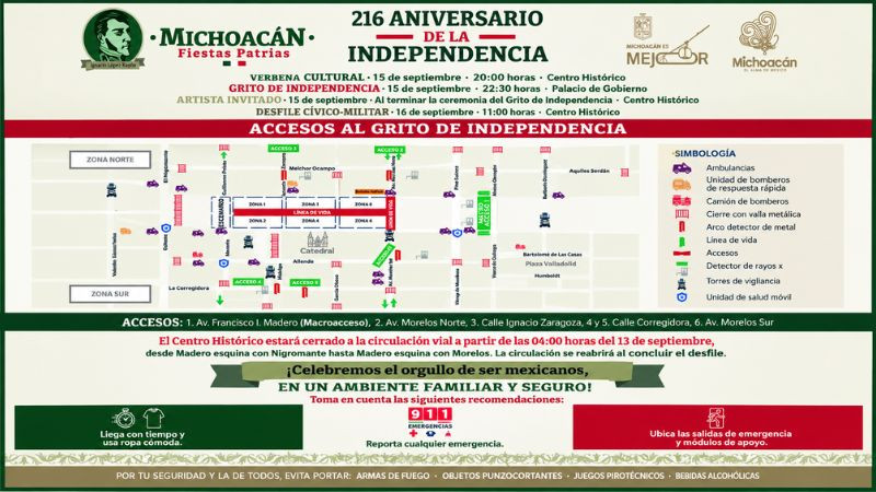 Todo listo para el Grito de Independencia: consulta cierres viales y accesos peatonales 