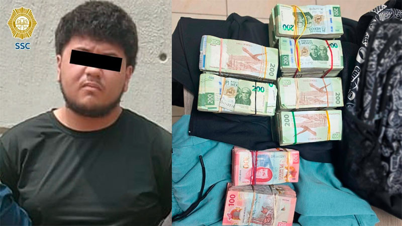 Detienen a joven con medio millón de pesos durante filtro de seguridad por festejos patrios en el Zócalo de la CDMX 