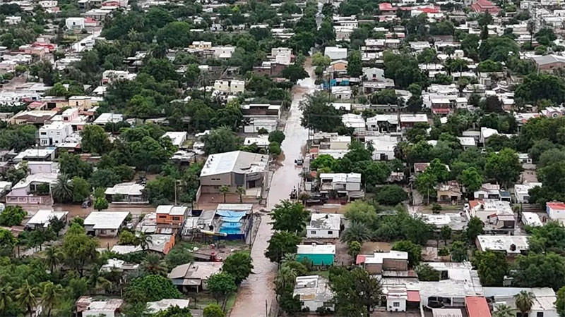 Lluvias provocan inundaciones en Empalme, Sonora; Marina activa operativo de emergencia 