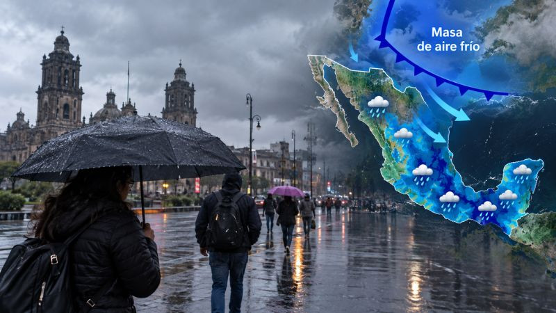 Masa de aire frío provocará lluvias fuertes en varias regiones de México 