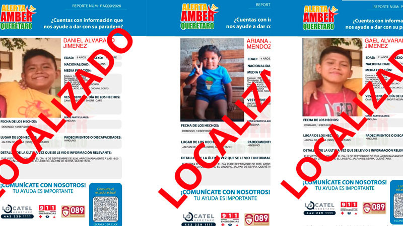 Localizan a menores reportados como no localizados en Jalpan de Serra 