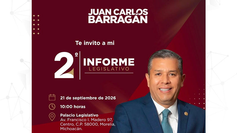 Juan Carlos Barragán presentará este lunes su Segundo Informe Legislativo 