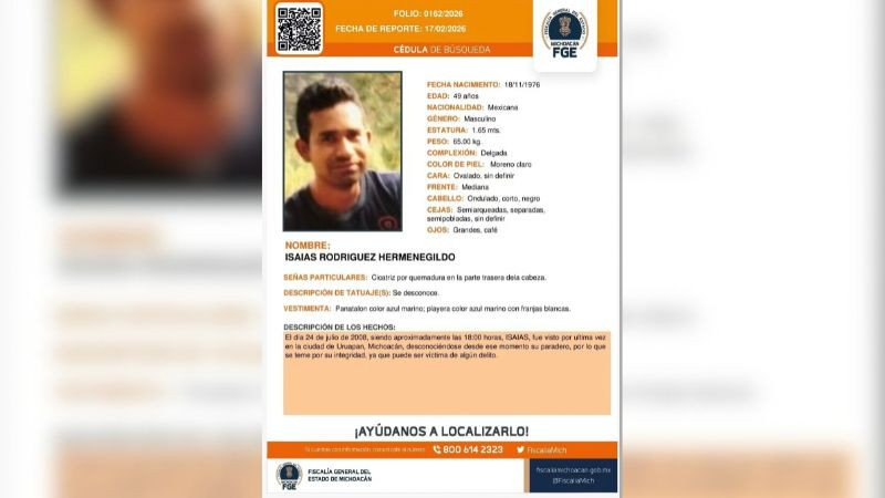Dieciocho años de ausencia: un hijo mantiene viva la búsqueda de su padre en Uruapan 