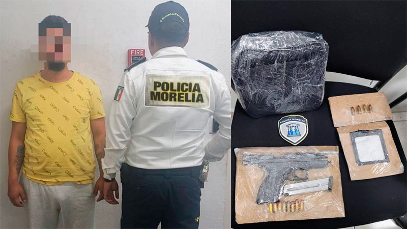 Detienen en Morelia, Michoacán a sujeto en posesión de un arma de fuego 