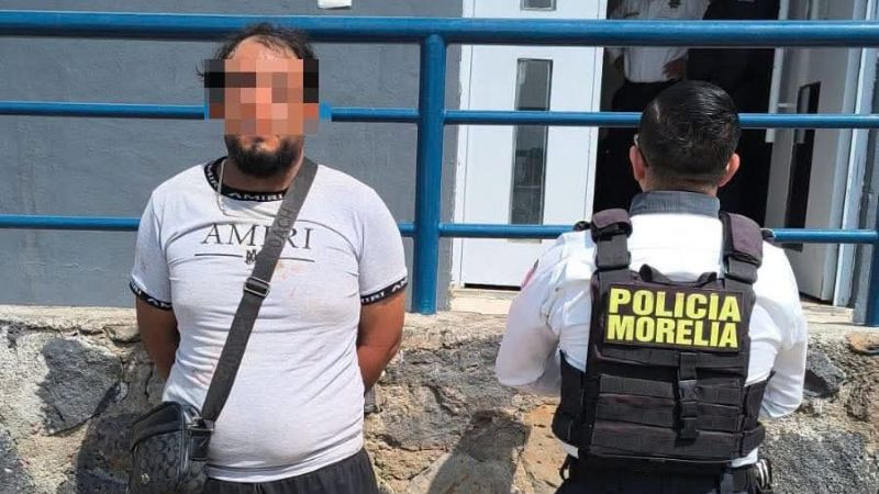 Detienen en Morelia a sujeto señalado por atacar a una mujer con un arma blanca 
