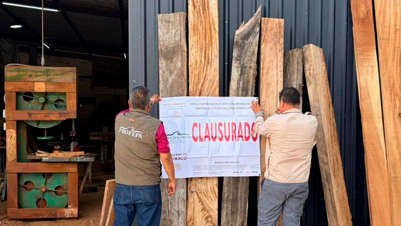 En Pátzcuaro, Michoacán clausuran centro de almacenamiento de productos forestales 