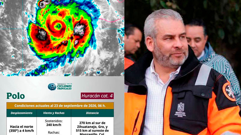 ”Polo” se mantiene lejos de la costa, informa Bedolla; persiste vigilancia 