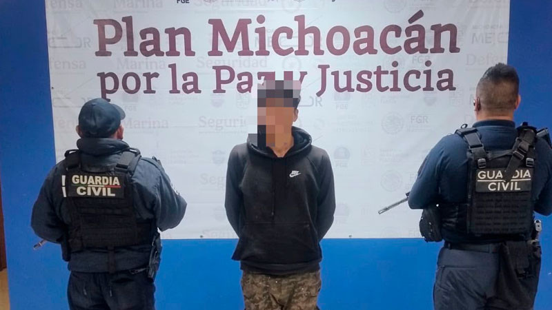 En Zamora, Michoacán la Guardia Civil captura a presunto vendedor de estupefacientes 
