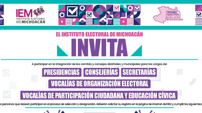 Últimos días para integrar los comités distritales y municipales del IEM 