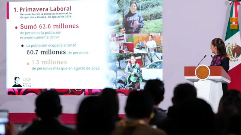 Resalta Sheinbaum que más de 1.3 millones de personas encontraron empleo en el periodo agosto 2025-2026 
