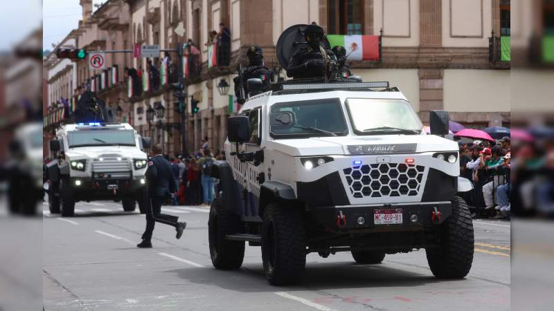 El rugir de una nueva SSP estremece el corazón de Michoacán: Guardia Civil demuestra fortaleza en el desfile más emblemático de la entidad