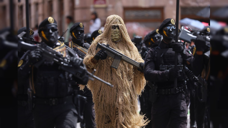 El rugir de una nueva SSP estremece el corazón de Michoacán: Guardia Civil demuestra fortaleza en el desfile más emblemático de la entidad