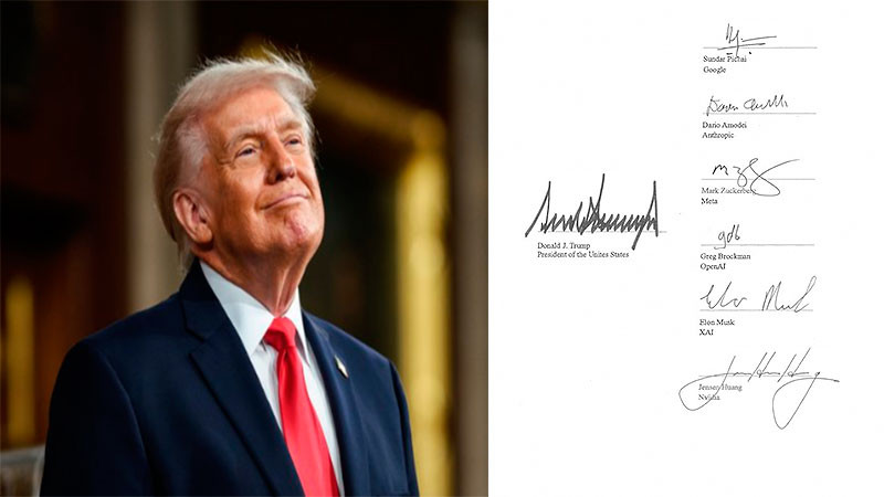 Trump firma acuerdo sobre superinteligencia y documento oficial exhibe error ortográfico 
