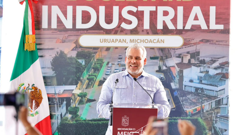 Con inversión 100% estatal, entrega Bedolla renovado el Boulevard Industrial en Uruapan 