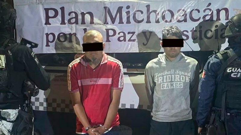 Detenidos por narcomenudeo Jose “N” el “Characo” y Jesús “N” el “Alanís”, en Uruapan 