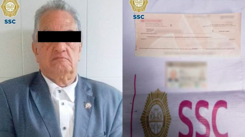 Detienen a adulto mayor por intentar cobrar cheque falso por más de 5 mdp 