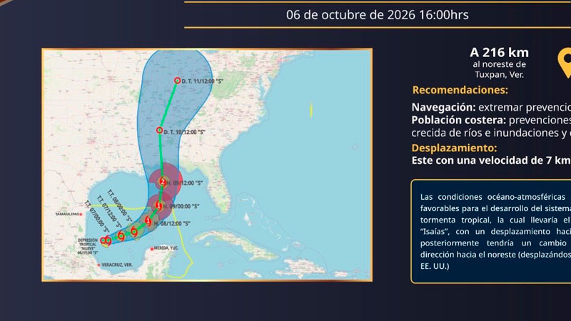 Se forma la tormenta tropical 'Isaías' en el Golfo de México 