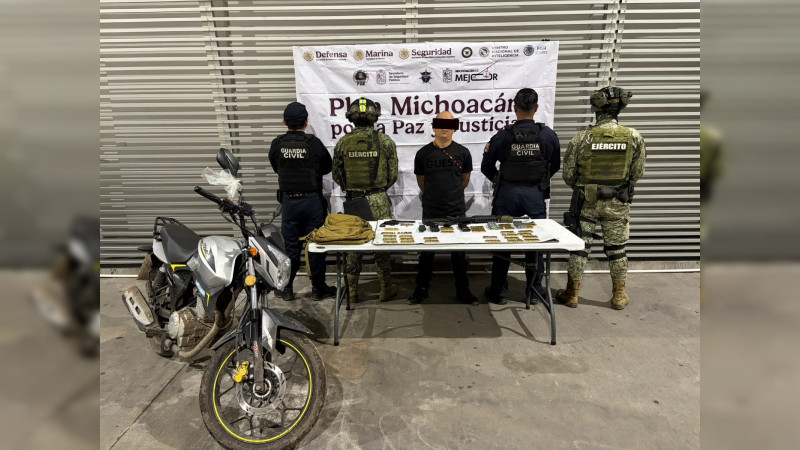 En Morelia, Michoacán la GC detiene a hombre armado tras reporte de disparos en la vía pública 
