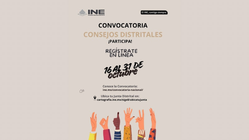 INE abre convocatoria para cubrir 34 vacantes en consejos distritales de Querétaro 