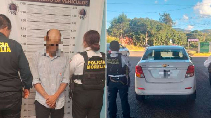 Detiene la Policía Morelia a sujeto en un auto robado 